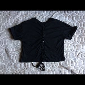 🌻 Stradivarius Black Crop Top Lace Up Back Small